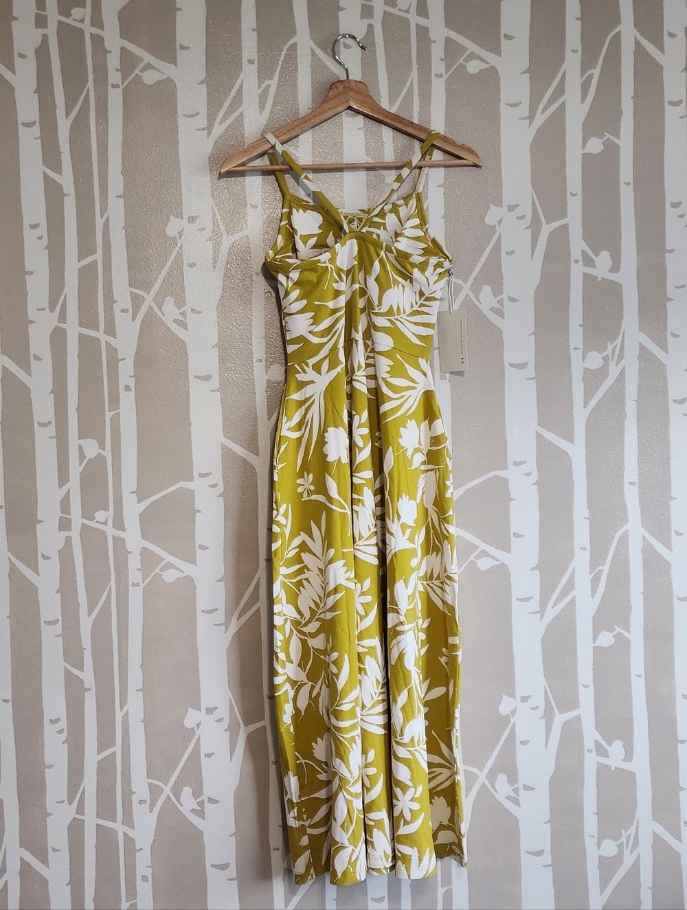Pact: Tropical Palms Chartreuse Midi Dress - Picture 3 of 4